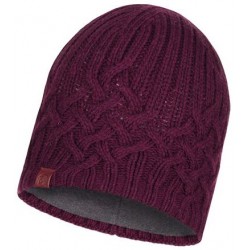 Buff Knitted and Polar Hat Helle Wine muts